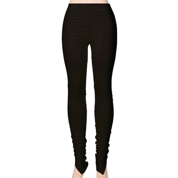 

Split Pleated Pencil Leggings (Color:Black Size:M)