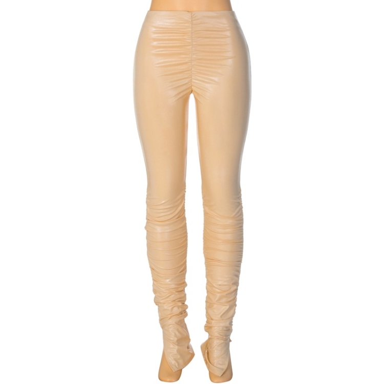 

Split Pleated Pencil Leggings (Color:Khaki Size:S)
