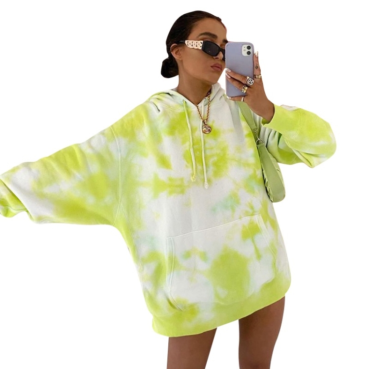 

Printed Round Neck Long-sleeved Fashion Loose Plus Size Hooded Sweater (Color:Yellow Green Size:S)
