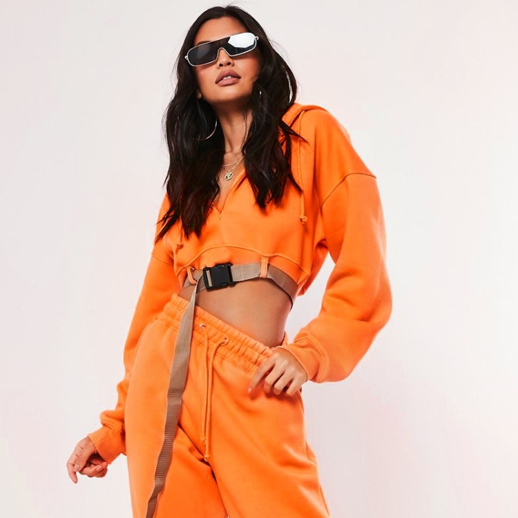 

Schoolbag Buckle Short Solid Color Sweater Hooded Sweater (Color:Orange Size:S)