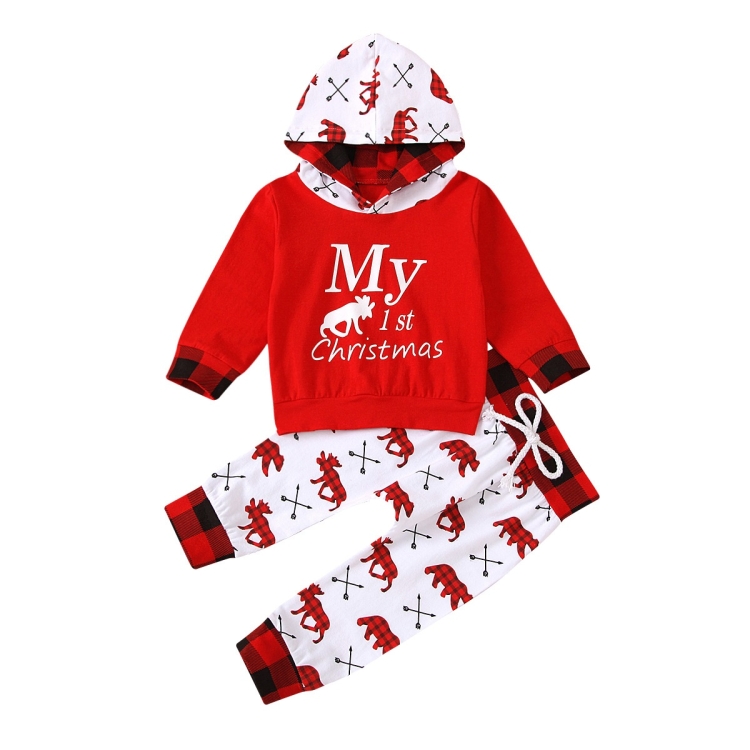 

Children Arrow Print Reindeer Christmas Two-piece Set (Color:Red Size:80)