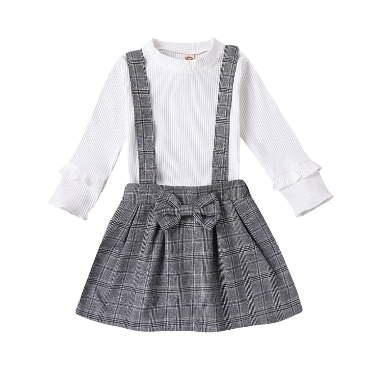 

Two-piece Children Long Sleeve + Suspender Skirt (Color:White Size:90)