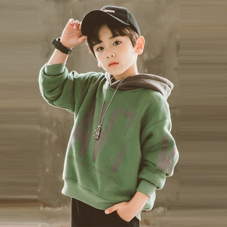 

Boys Hooded Padded Warm Sweater (Color:Green Size:110)