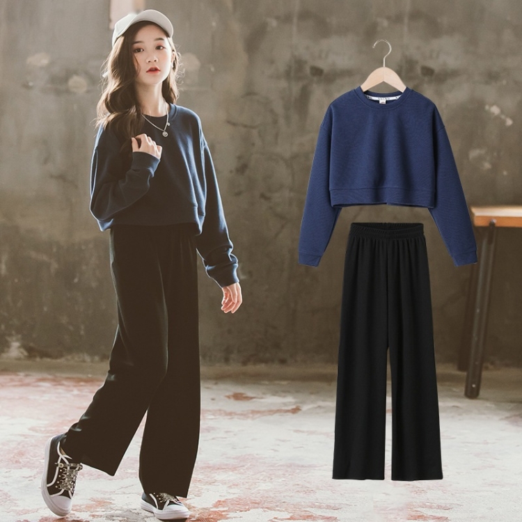 

Small Fragrance Loose Gold Velvet Two-piece Suit, Style: Regular (Color:Blue Size:130)