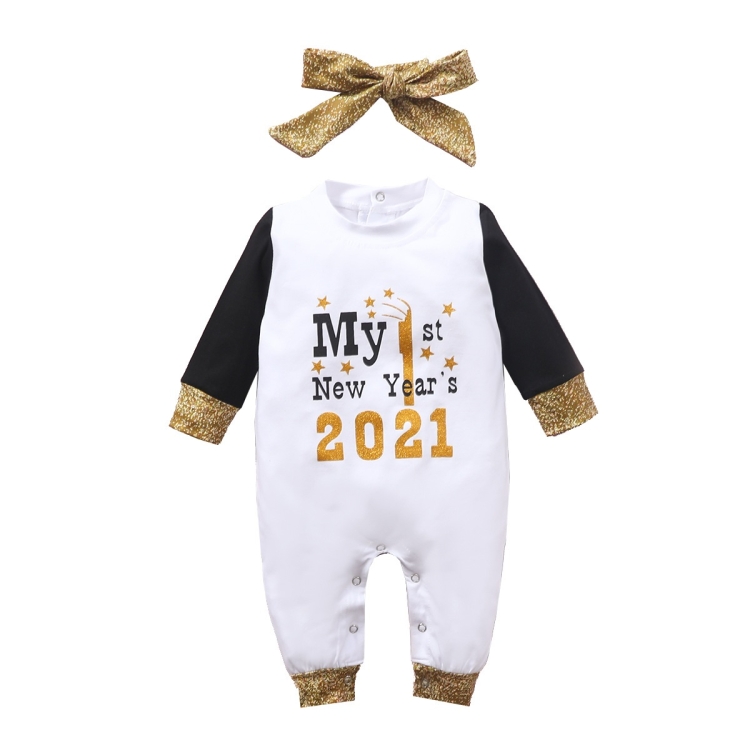 

2 in 1 Autumn Letter Printed Children Long Sleeve Romper Jumpsuit + Bow-knot Headdress Set (Color:White Size:70cm)