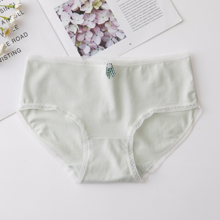 

6 PCS Pure Cotton Small Fresh Mid-waist Briefs (Color:Fresh Green Size:XXL)