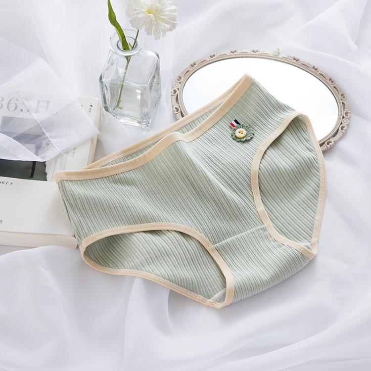 

6 PCS Mid-waist Simple Thread Cute Breathable Buttocks Cotton Briefs (Color:Light Green Size:M)