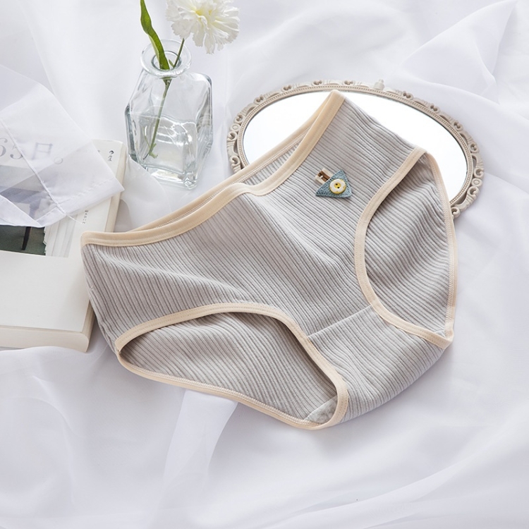 

6 PCS Mid-waist Simple Thread Cute Breathable Buttocks Cotton Briefs (Color:Light gray Size:L)