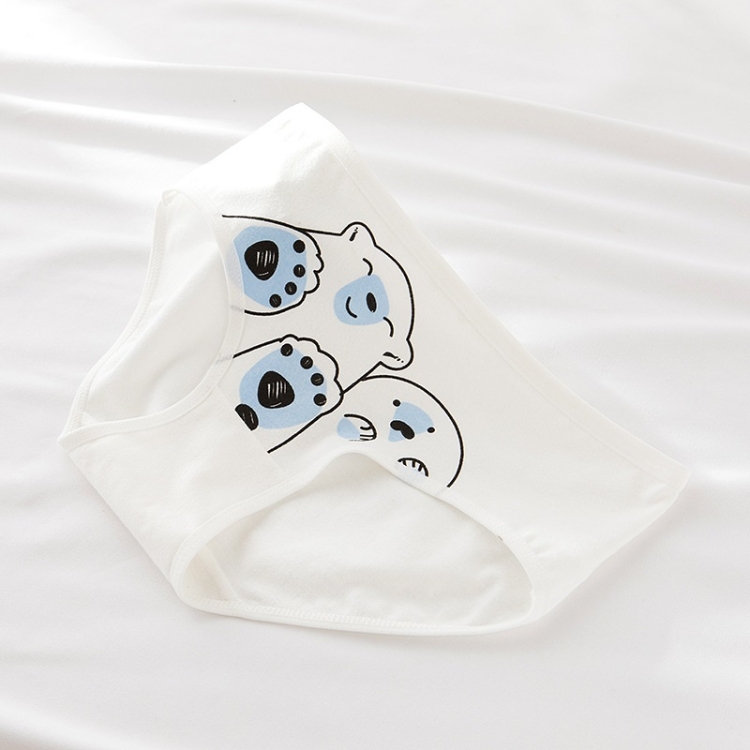 

6 PCS Women Cotton Mid-rise Cartoon Briefs (Color:White Bear Size:M)