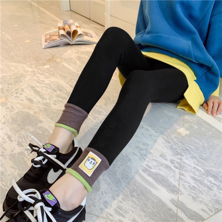 

Leggings Thickened Plus Fleece Winter Cotton Pants One-piece Trousers (Color:Black Size:120)