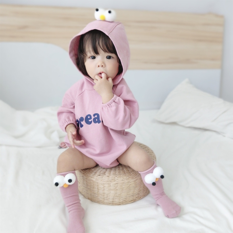 

Baby Casual Long Sleeve Triangle Romper Cute Big Eyes Loose Romper (Color:Pink Size:66cm)