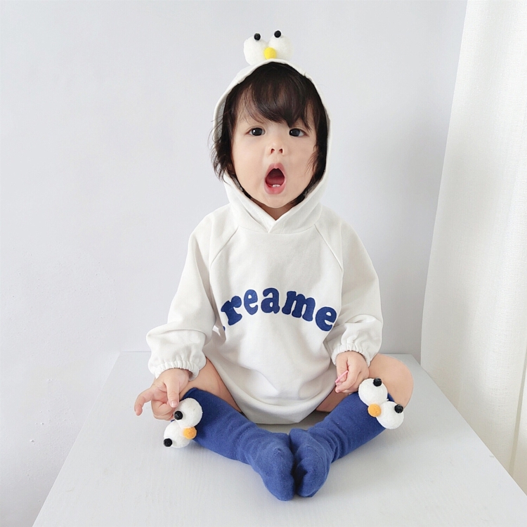 

Baby Casual Long Sleeve Triangle Romper Cute Big Eyes Loose Romper (Color:White Size:73cm)