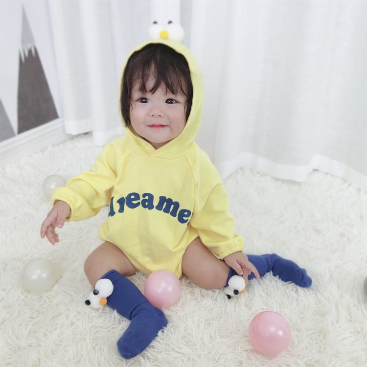 

Baby Casual Long Sleeve Triangle Romper Cute Big Eyes Loose Romper (Color:Yellow Size:59cm)