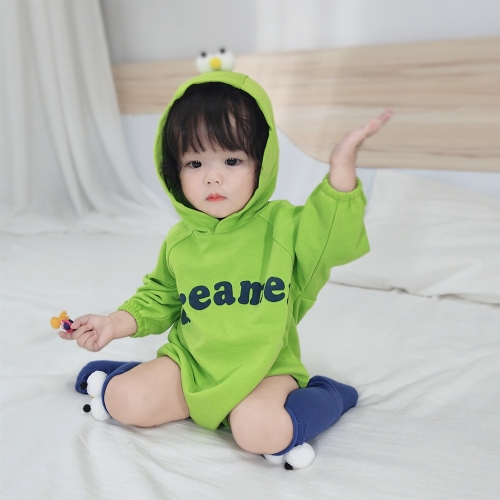 

Plus Velvet Thickened Baby Casual Long Sleeve Triangle Romper Cute Big Eyes Loose Romper (Color:Green Size:66cm)