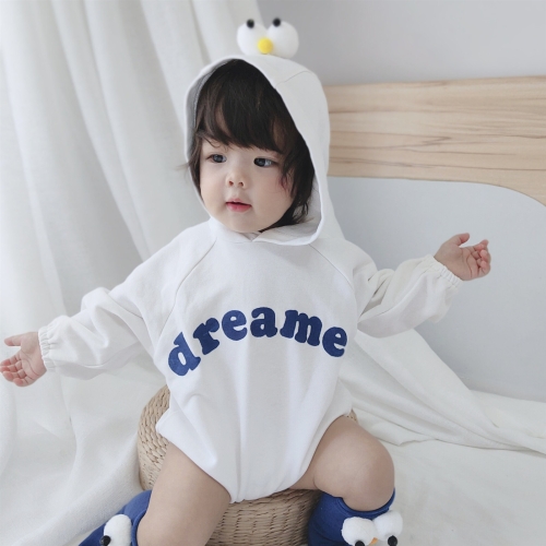 

Plus Velvet Thickened Baby Casual Long Sleeve Triangle Romper Cute Big Eyes Loose Romper (Color:White Size:59cm)