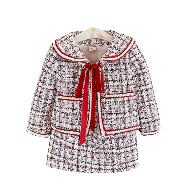 

Children Xiaoxiang Style Two-piece Jacket And Skirt (Color:Red Size:130)