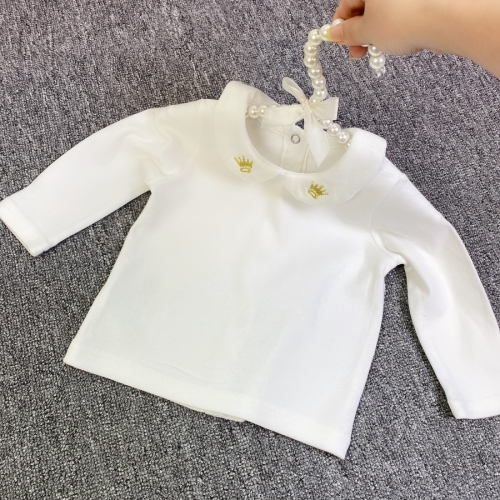 

Baby Girl Embroidery Pattern Small Lapel Bottoming Shirt Long Sleeve T-shirt (Color:Crown Size:100cm)