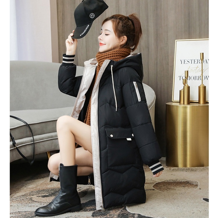 

Women Small Fresh Mid-length Down Jacket (Color:Black Size:S)
