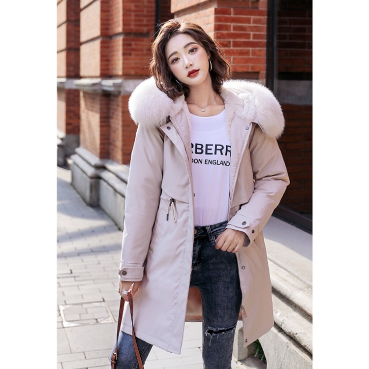 

Women Lamb Padded Over The Knee Mid-length Down Jacket (Color:Off White Size:M)