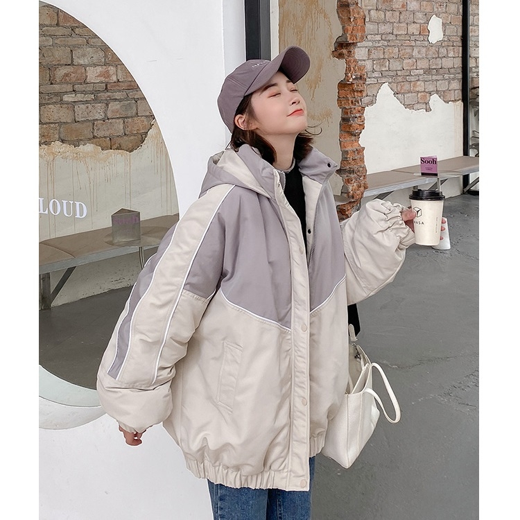 

Ladies Loose Casual Harajuku Style Down Jacket (Color:Beige Size:S)