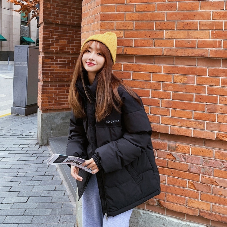 

Ladies Loose Stand-up Collar Harajuku Style Down Jacket (Color:Beige Size:M)