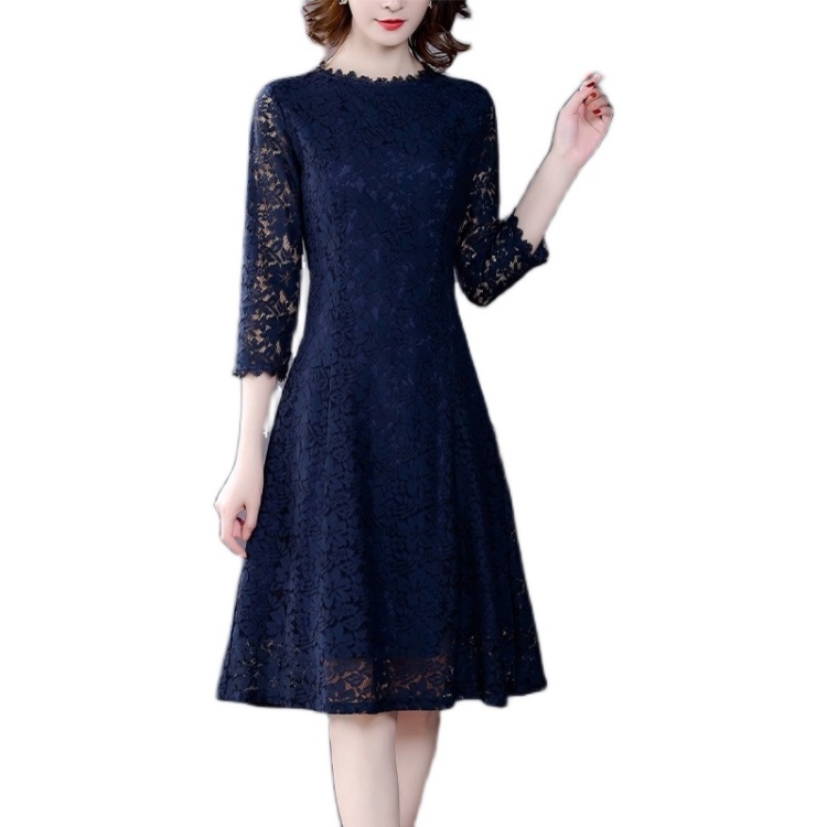 

Fashion Simple Lace Skirt A-line Dress (Color:Navy Blue Size:M)