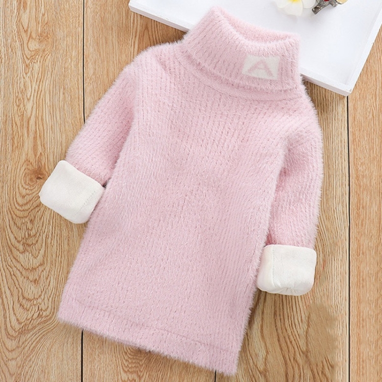 

Plus Cashmere Style Letter Pattern Mink Cashmere Children Turtleneck Knitted Sweater (Color:Pink Size:110cm)