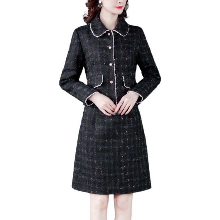 

Fashion Slim Coat Skirt Two-piece Set (Color:Black Size:L)