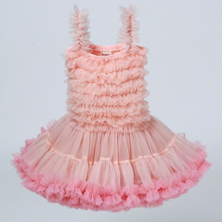 

Girls Sling Puffy Solid Color Dress (Color:Gradient Color Size:80)