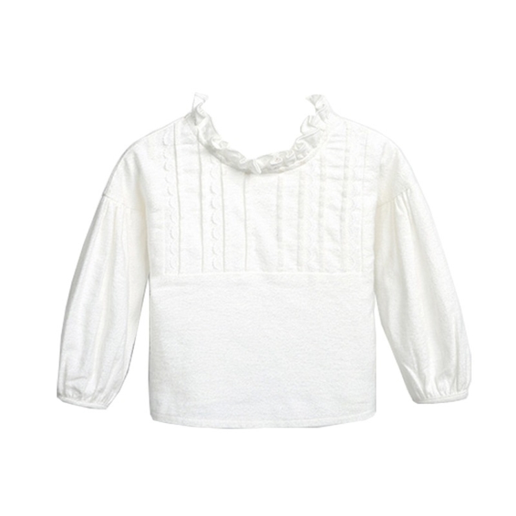 

Girls Solid Color Round Neck Long Sleeve Bottoming Shirt (Color:White Size:80)