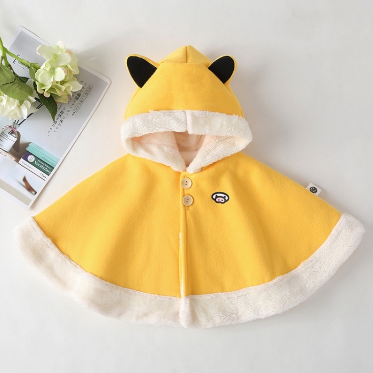 

Newborn Plus Velvet Padded Hooded Cloak (Color:Piggy Cloak Size:Yellow_73)