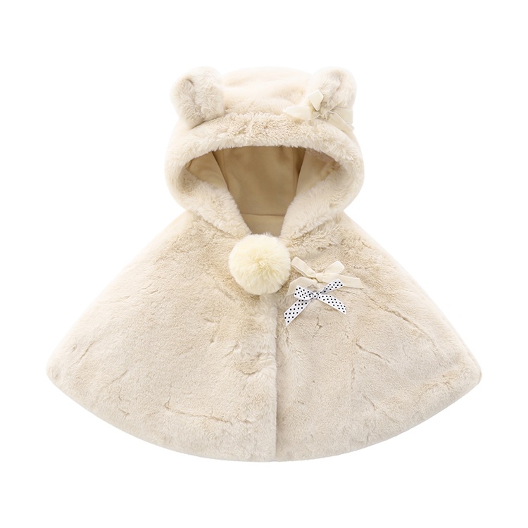 

Girl Cute Rabbit Plush Warm Cloak (Color:Apricot Size:80)