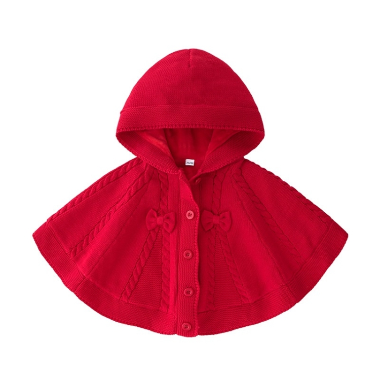 

Children Clothing Knitted Bowknot And Fleece Sweater Cloak Shawl (Color:Red Size:73)