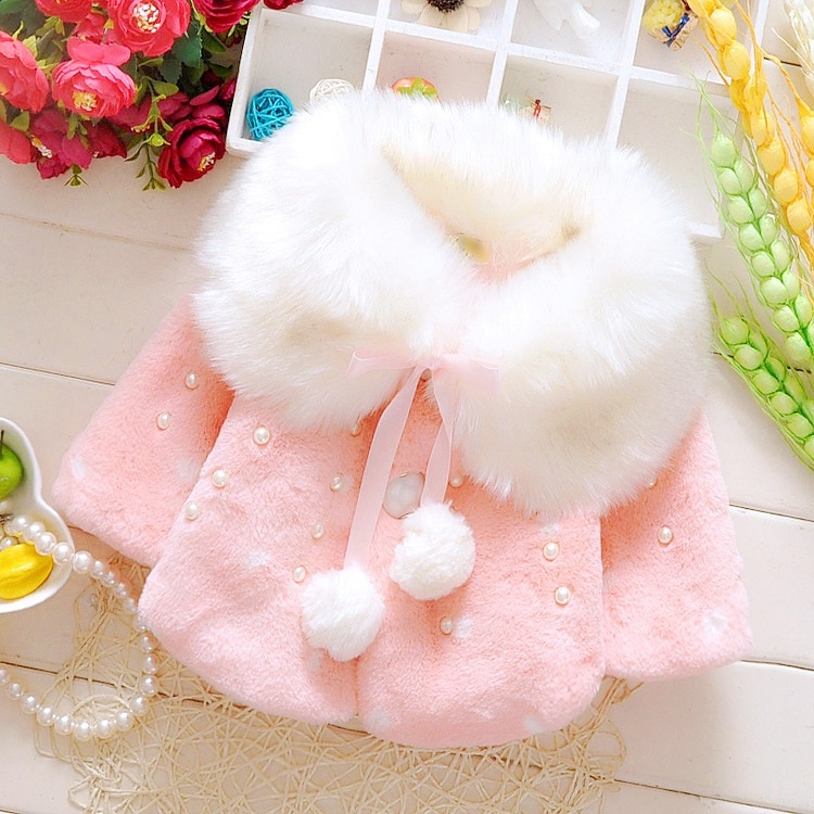 

Girls Cloak Thickened Warm Cloak (Color:Pink Size:70)