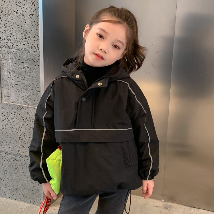 

Children Plus Velvet Hooded Jacket Warm Coat (Color:Black Size:90cm)
