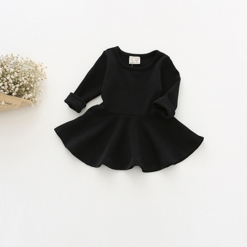 

Girls Ruffled Long Sleeve Dress (Color:Black Size:80)