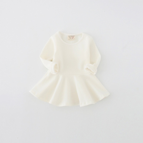 

Girls Ruffled Long Sleeve Dress (Color:Beige Size:80)