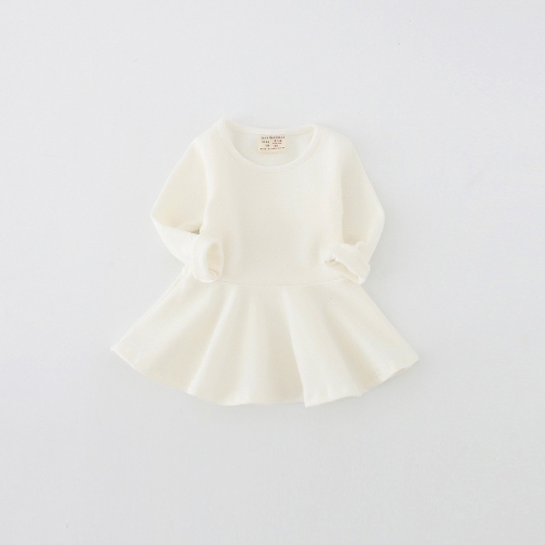 

Girls Ruffled Long Sleeve Dress (Color:Beige Size:92)