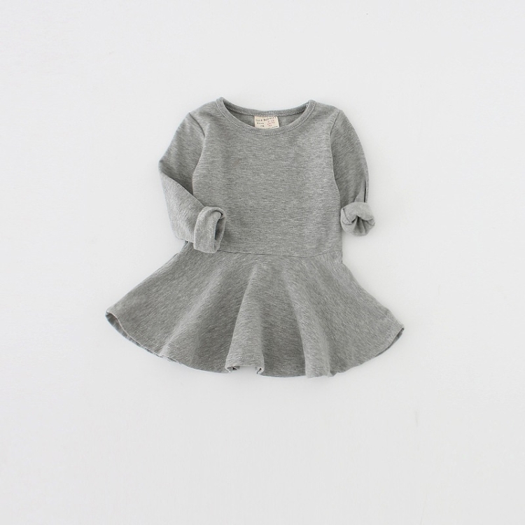 

Girls Ruffled Long Sleeve Dress (Color:Gray Size:86)