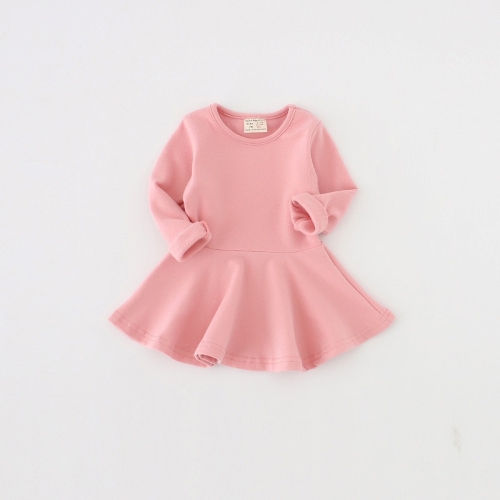

Girls Ruffled Long Sleeve Dress (Color:Pink Size:104)