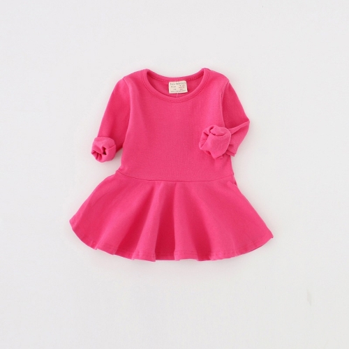 

Girls Ruffled Long Sleeve Dress (Color:Plum Red Size:80)