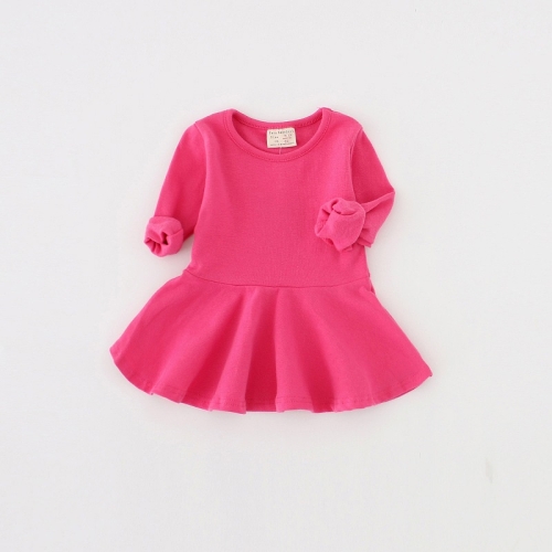 

Girls Ruffled Long Sleeve Dress (Color:Plum Red Size:92)