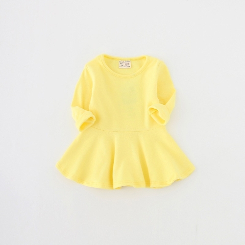 

Girls Ruffled Long Sleeve Dress (Color:Bright Yellow Size:92)