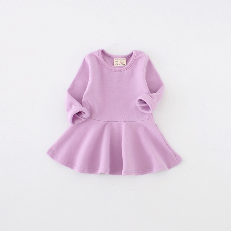

Girls Ruffled Long Sleeve Dress (Color:Lavender Size:80)