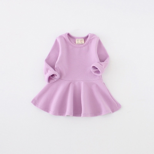 

Girls Ruffled Long Sleeve Dress (Color:Lavender Size:92)