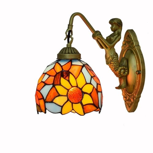 

YWXLight 6 inch Modern Red Festive Stained Glass LED Wall Lamp