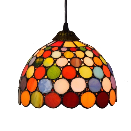 

YWXLight 8 inch Creative Stained Colored Dots Glass Small Pendant Light