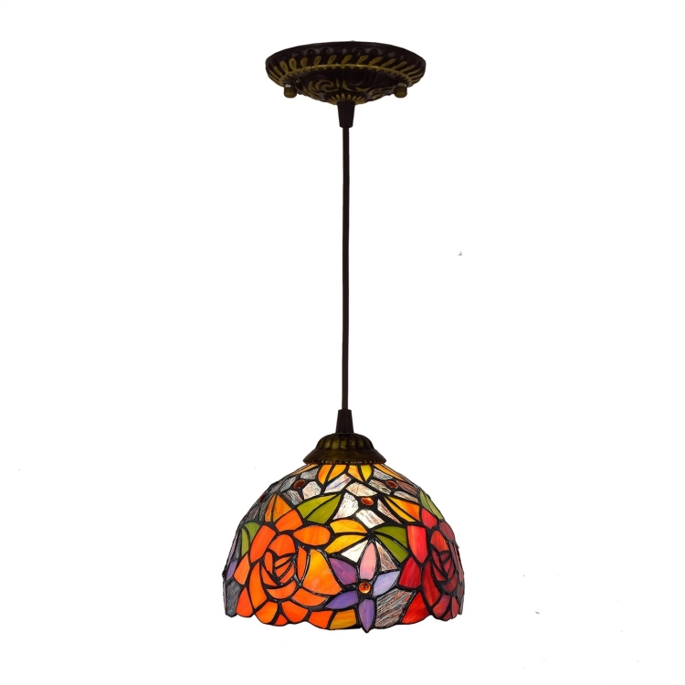 

YWXLight 8 inch Colored Glass Rose Pendant Light