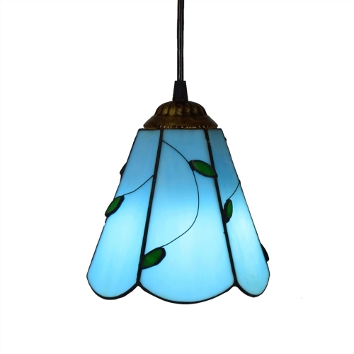 

YWXLight 6 inch Blue Leaves Glass Pendant Light Ceiling Hanging Lamp