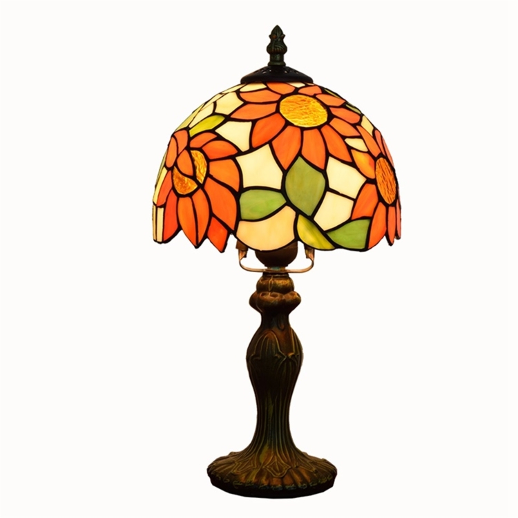 

YWXLight 20CM Sun Flower Creative Stained Glass Living Room Dining Room Bedroom Bedside Desk Lamp
